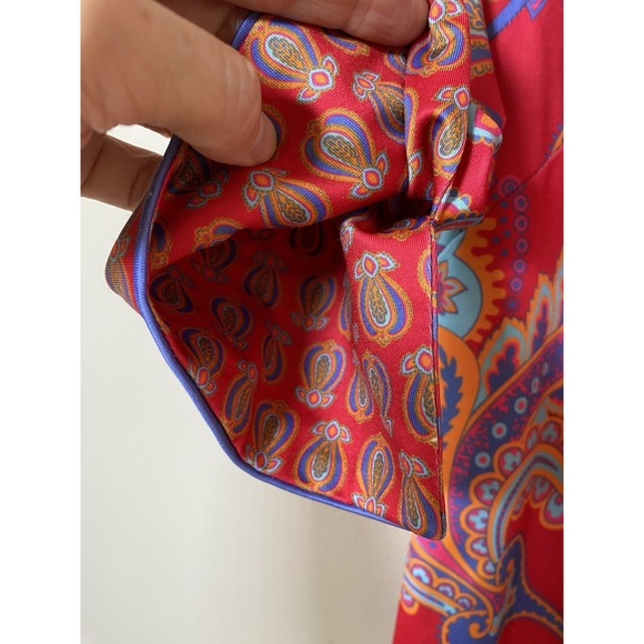 Gretchen Scott Top Women's SMALL Red Paisley Floral 3/4 Sleeve‎ Boatneck Blouse - Picture 3 of 4